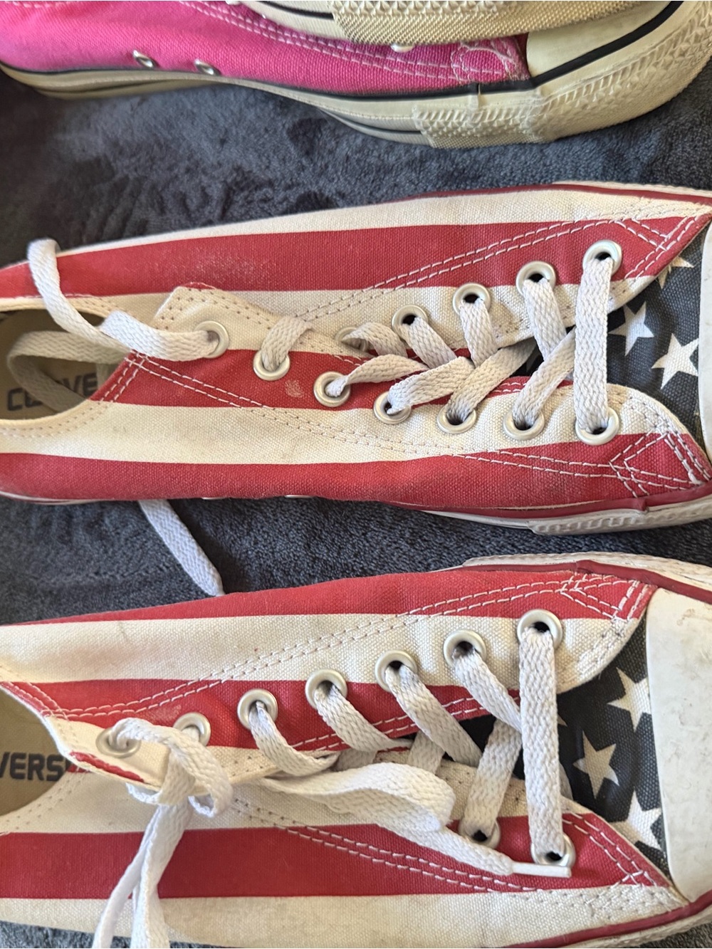 Converse Low-Top Sneakers in Red, White & Blue